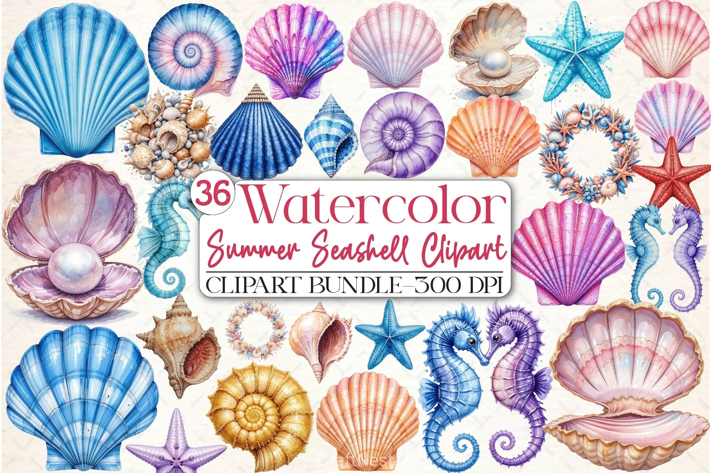 Summer Seashell Clipart Bundle 3 - CraftNest - Digital Crafting and Art