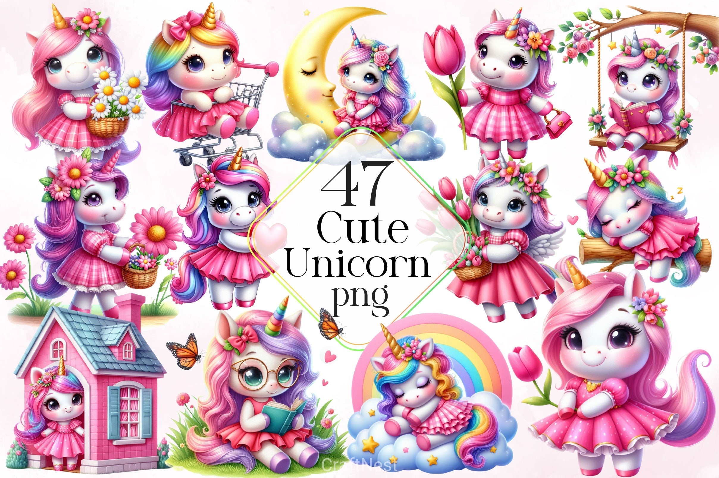 Cute Unicorn Clipart Bundle 11