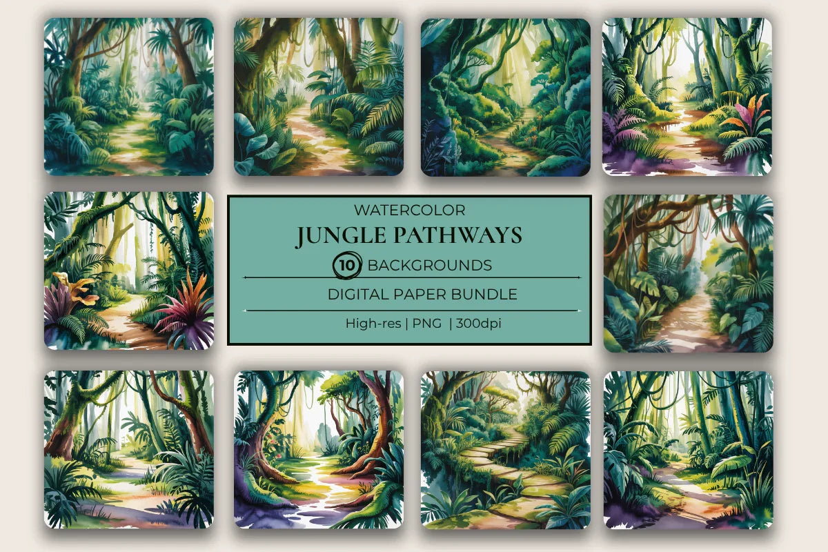 Jungle Pathways Background Papers - CraftNest - Digital Crafting and Art
