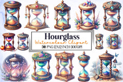 Watercolour Hourglass Clipart Bundle - CraftNest - Digital Crafting and Art