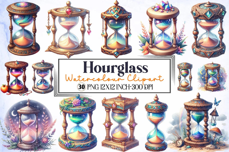 Watercolour Hourglass Clipart Bundle - CraftNest - Digital Crafting and Art