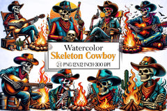 Skeleton Cowboy Clipart Bundle 1 - CraftNest - Digital Crafting and Art
