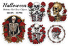 Halloween Skeleton Red Rose Clipart Bundle