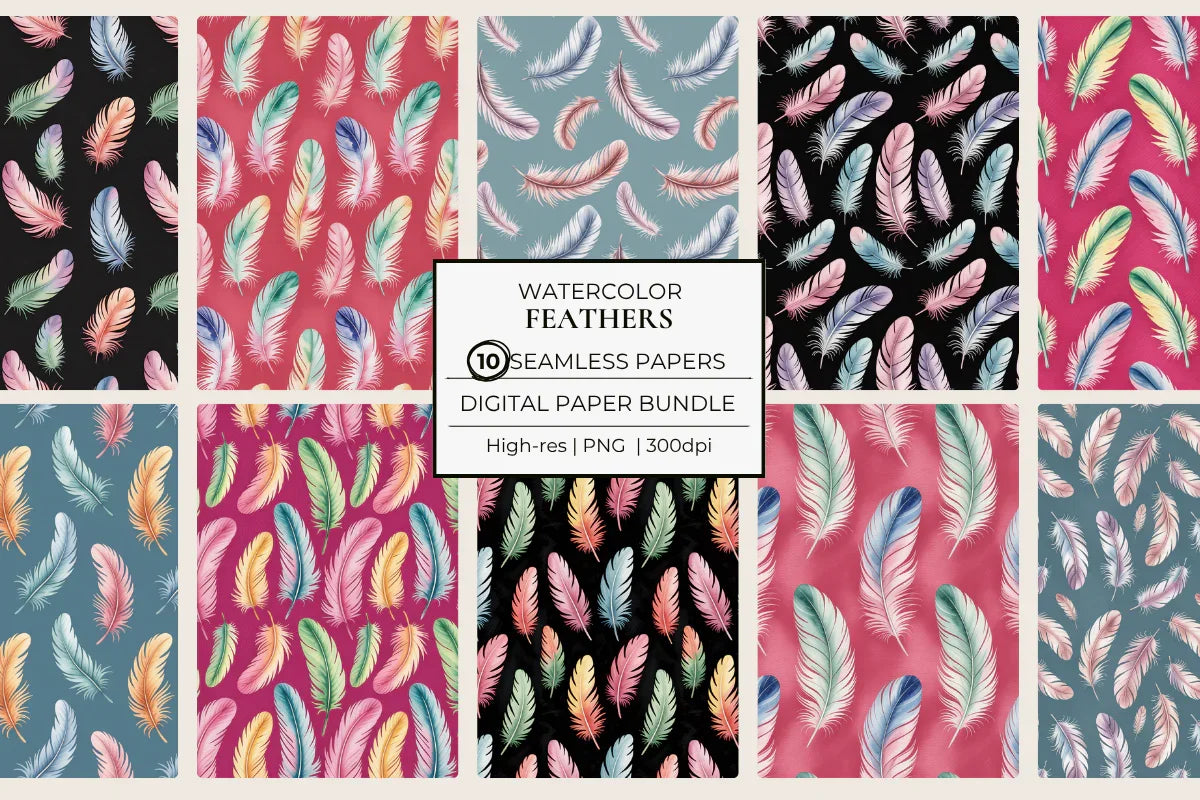Feathers Seamless Papers - CraftNest - Digital Crafting and Art