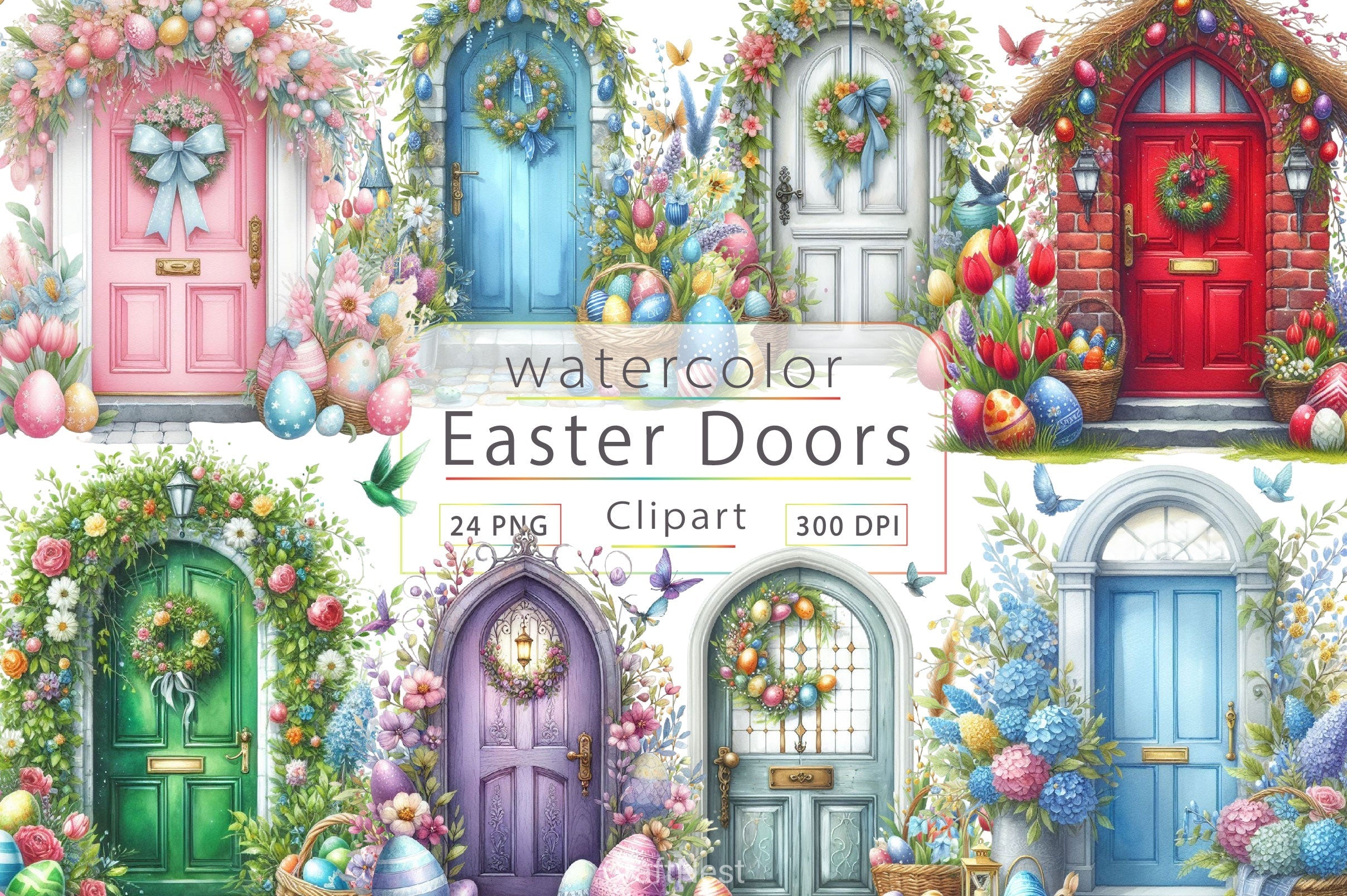 Easter Doors Clipart Bundle