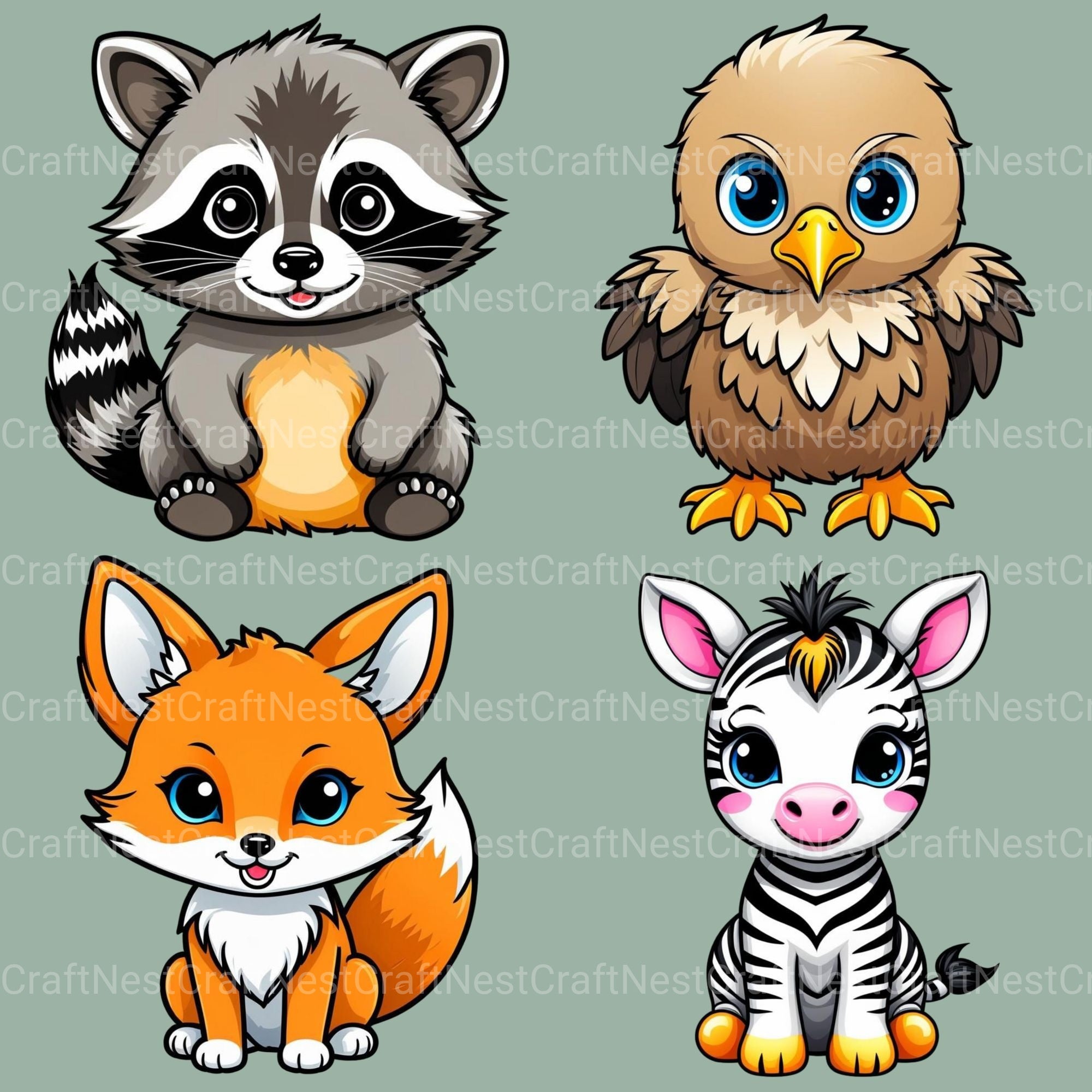 Kawaii Baby Animals Clipart Bundle
