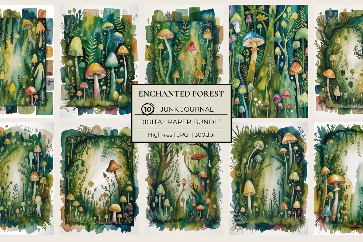 Enchanted Forest Junk Journal Papers - CraftNest - Digital Crafting and Art
