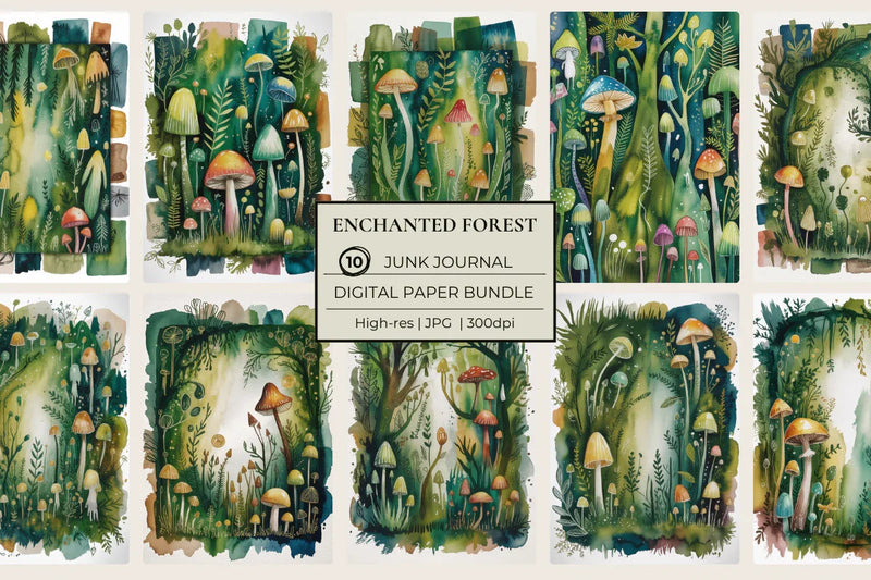 Enchanted Forest Junk Journal Papers - CraftNest - Digital Crafting and Art