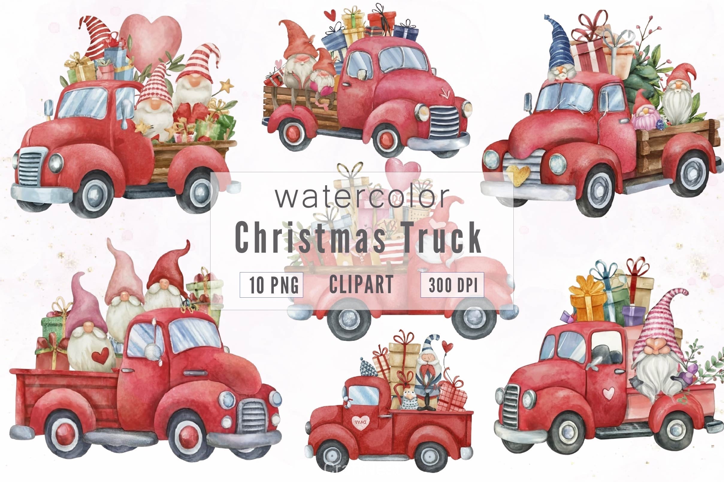 Christmas Truck Cliparts Clipart Bundle