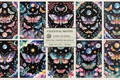 Celestial Moths Junk Journal Papers - CraftNest - Digital Crafting and Art