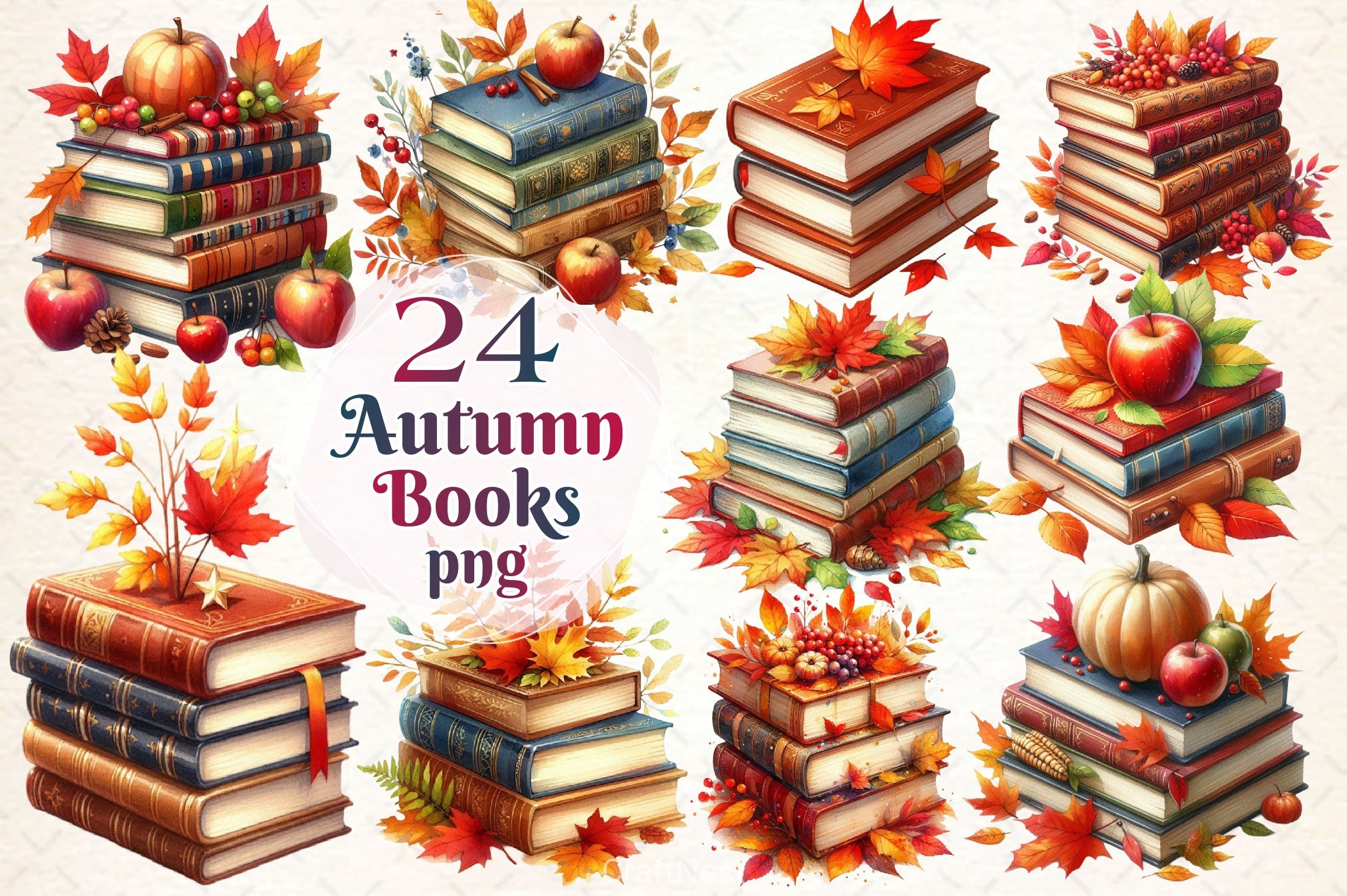 Autumn Books Clipart Bundle 4
