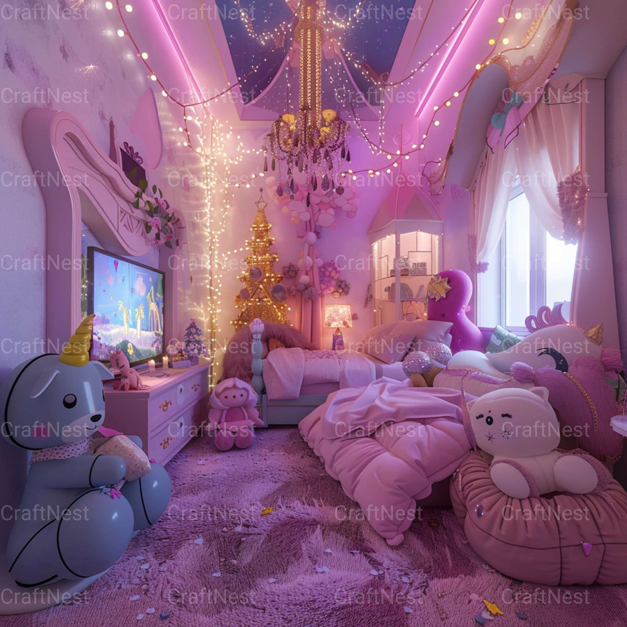 Pink Bedroom Stock Images