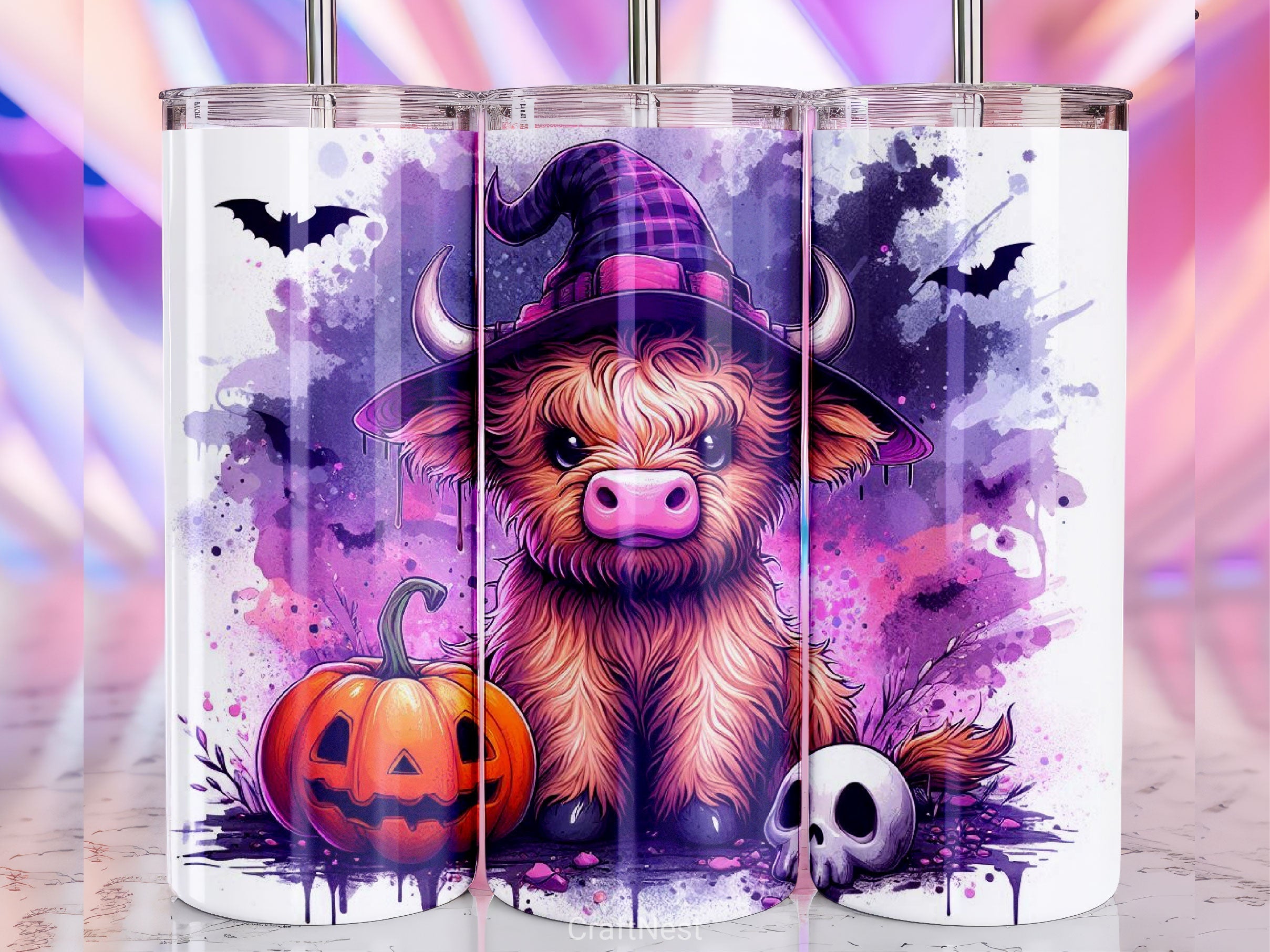 Halloween Highland Cow Tumbler Wrap Bundle 13