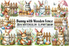 Easter Bunny Fence Clipart Bundle