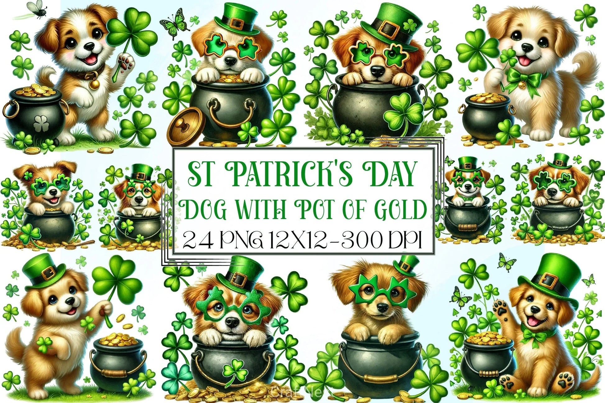 St Patrick's Day Dog Clipart Bundle - CraftNest - Digital Crafting and Art
