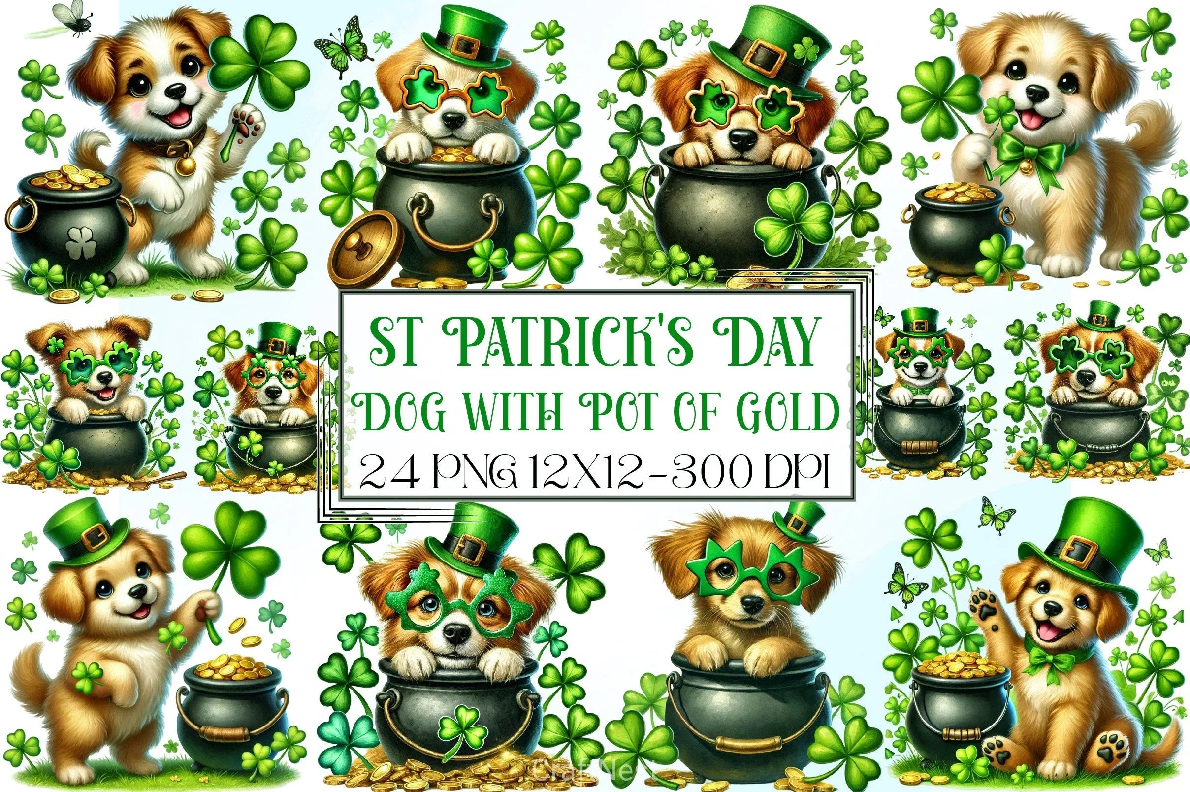 St Patrick's Day Dog Clipart Bundle - CraftNest - Digital Crafting and Art