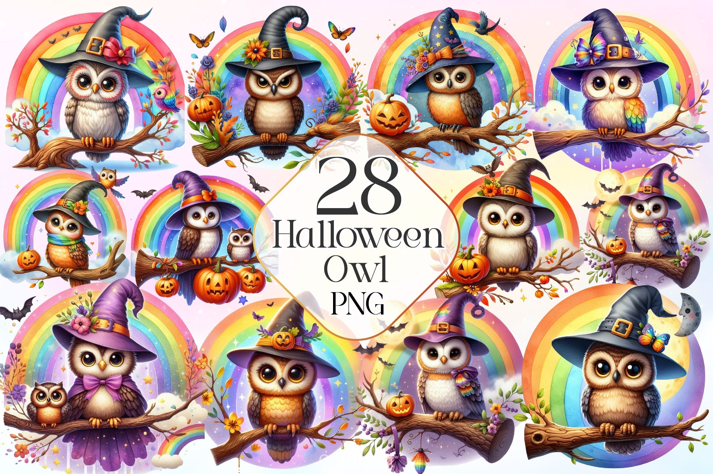 Halloween Owl Clipart Bundle 4