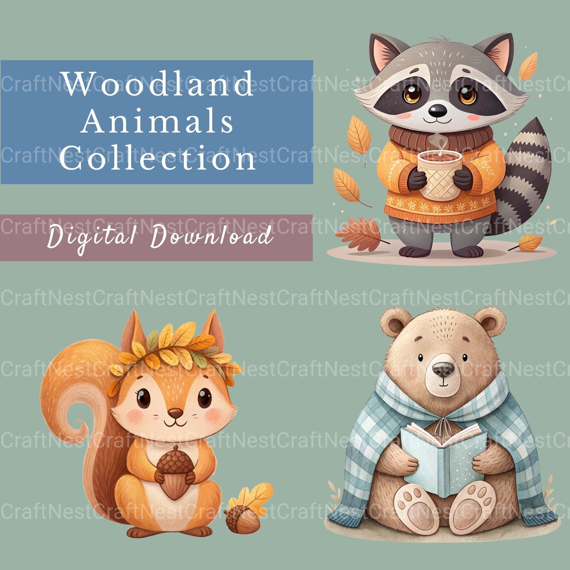 Woodland Animals 3 Clipart Bundle