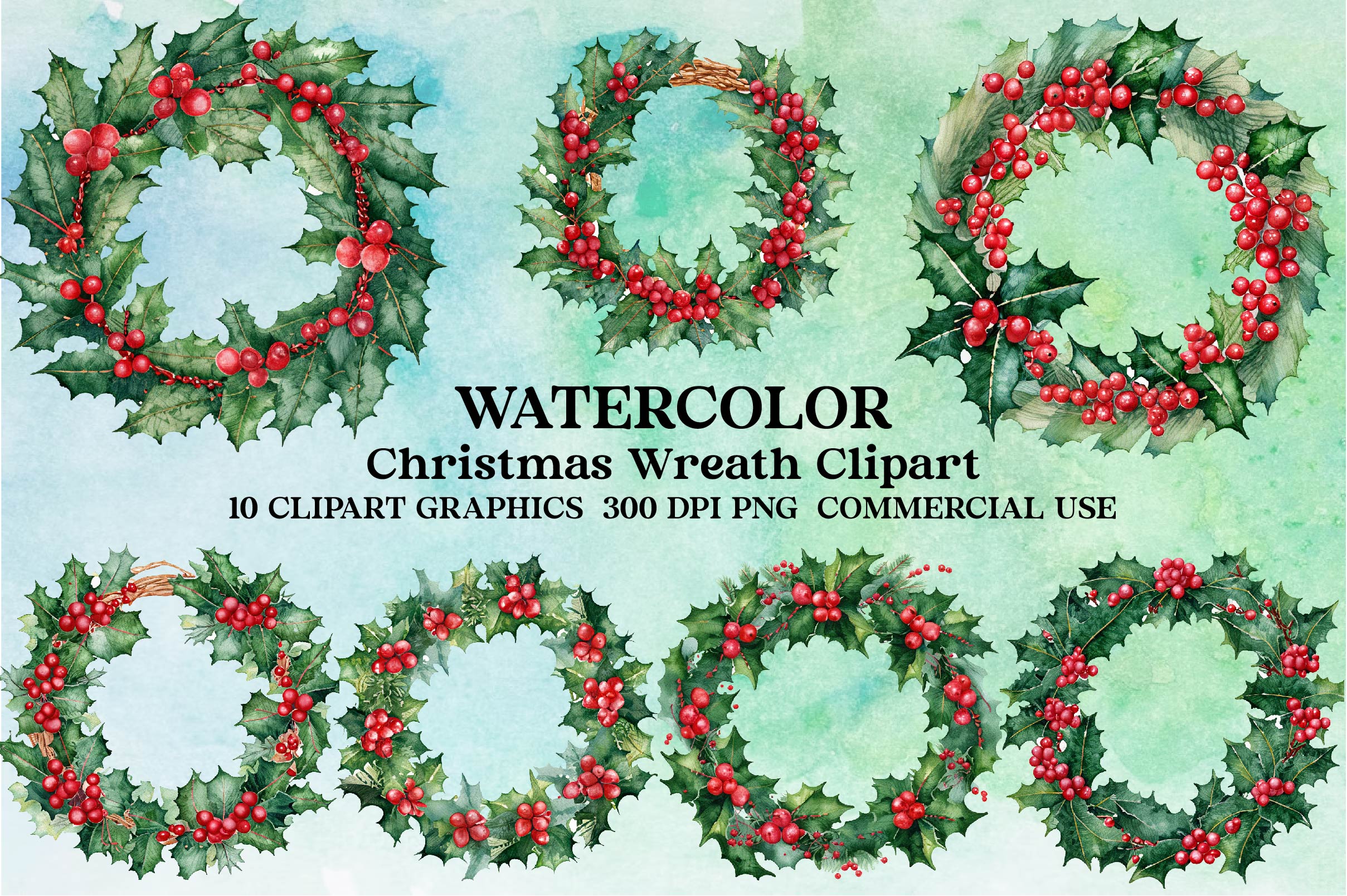 Christmas Wreath Clipart Bundle 1