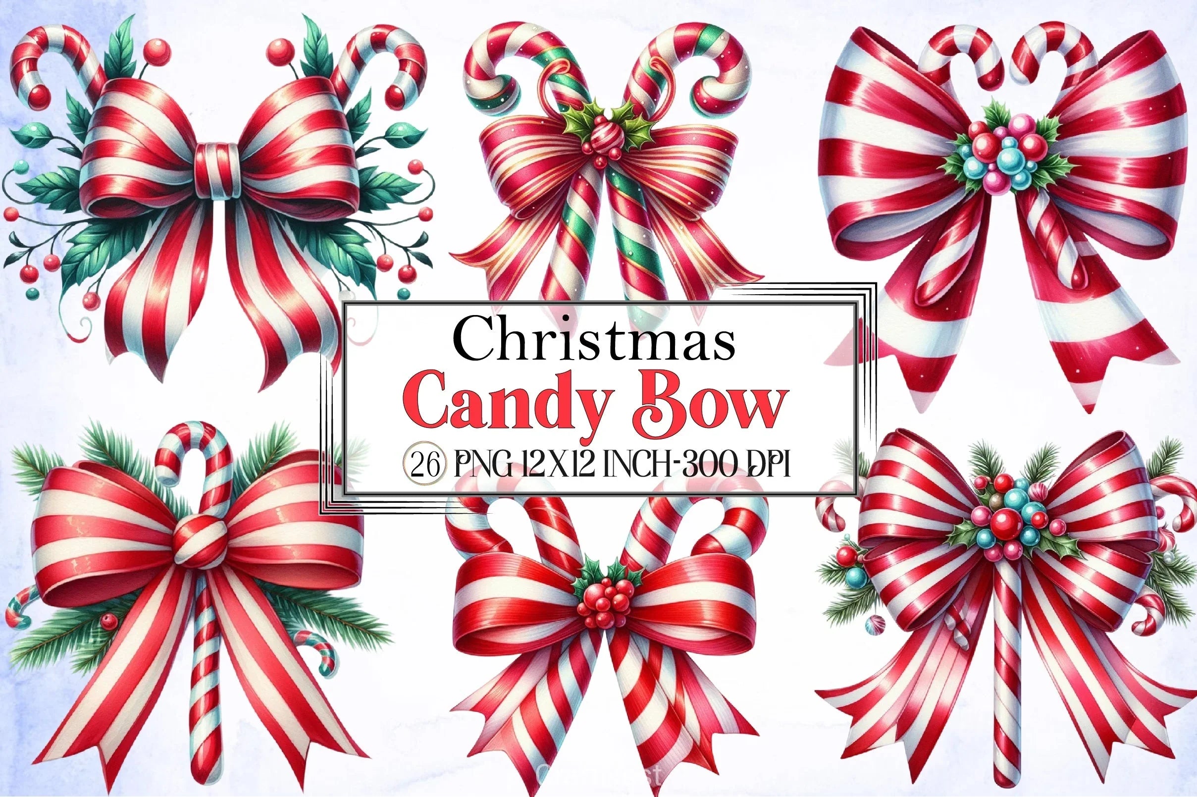 Christmas Candy Bow Clipart Bundle - CraftNest - Digital Crafting and Art