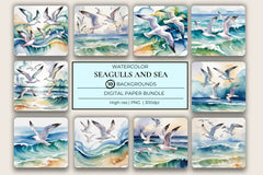 Seagulls & Sea Background Papers - CraftNest - Digital Crafting and Art