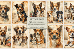 Vintage Dogs Junk Journal Papers - CraftNest - Digital Crafting and Art