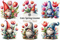 Cute Spring Gnomes Clipart Bundle - CraftNest - Digital Crafting and Art