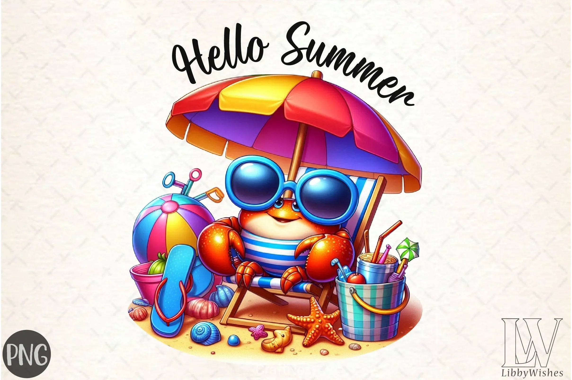 Hello Summer Crab Clipart Bundle - CraftNest - Digital Crafting and Art