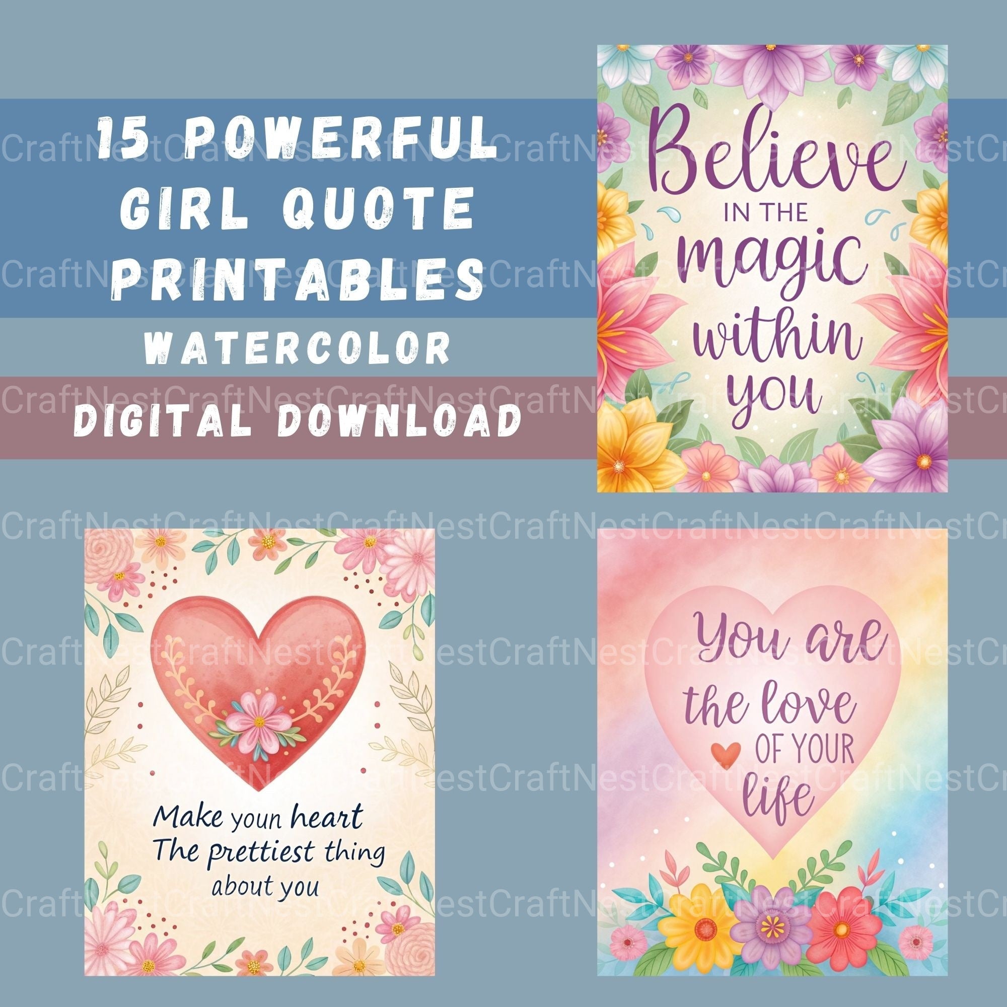 Girl Quotes Pastel Clipart Bundle