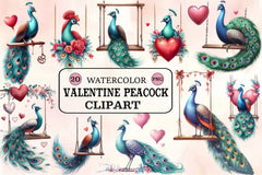 Valentine Peacock Clipart Bundle - CraftNest - Digital Crafting and Art