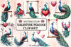 Valentine Peacock Clipart Bundle