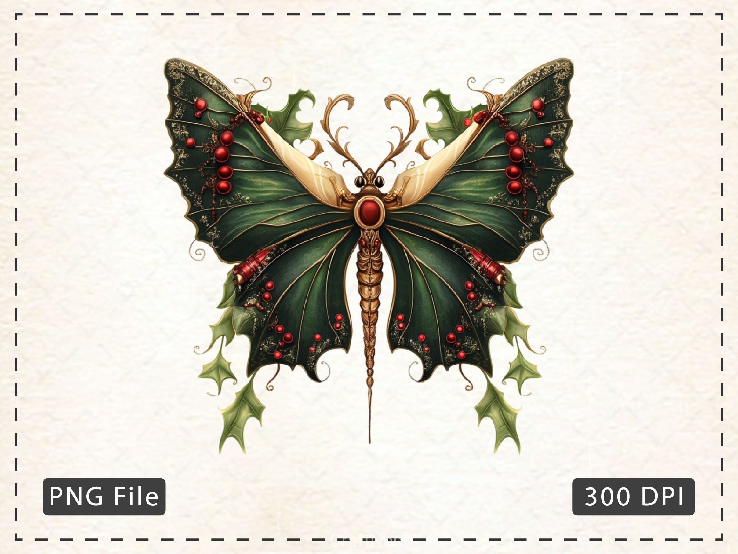 Christmas Butterfly Clipart Bundle