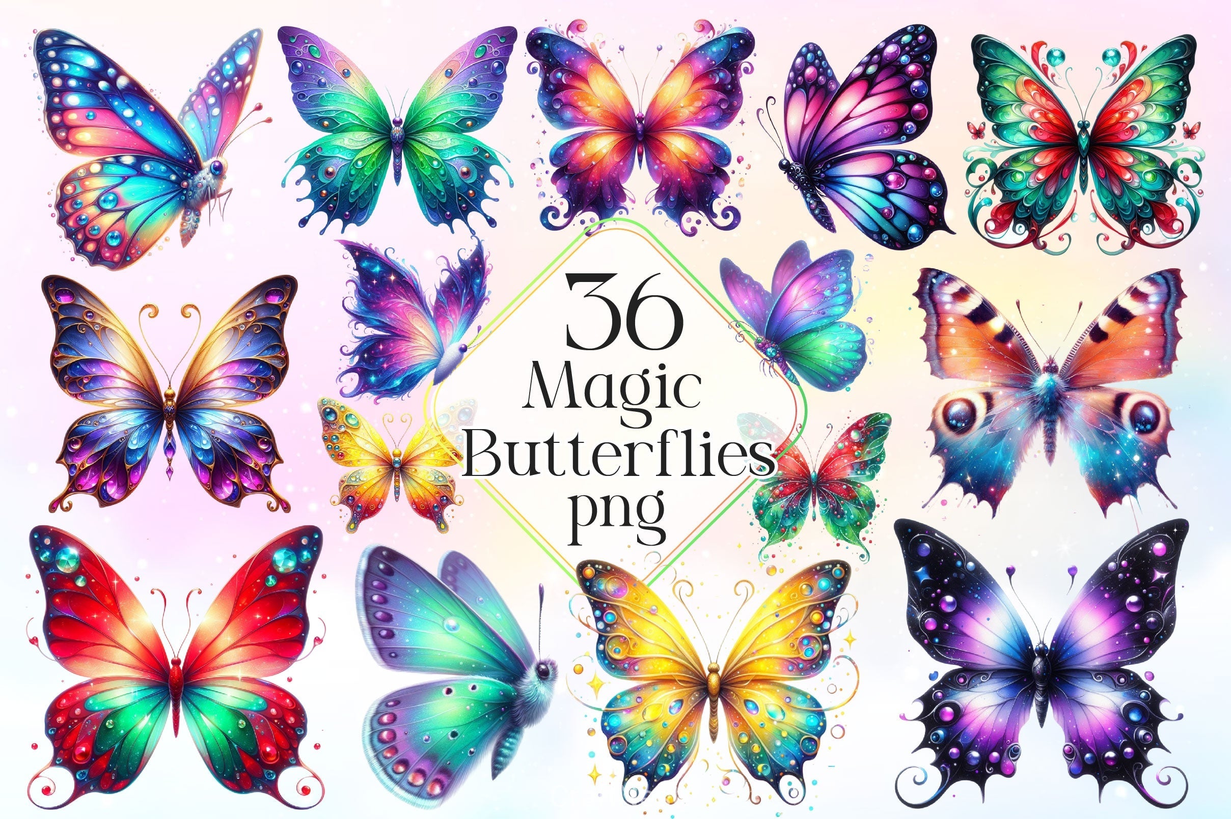 Magic Butterflies Butterfly Clipart Bundle