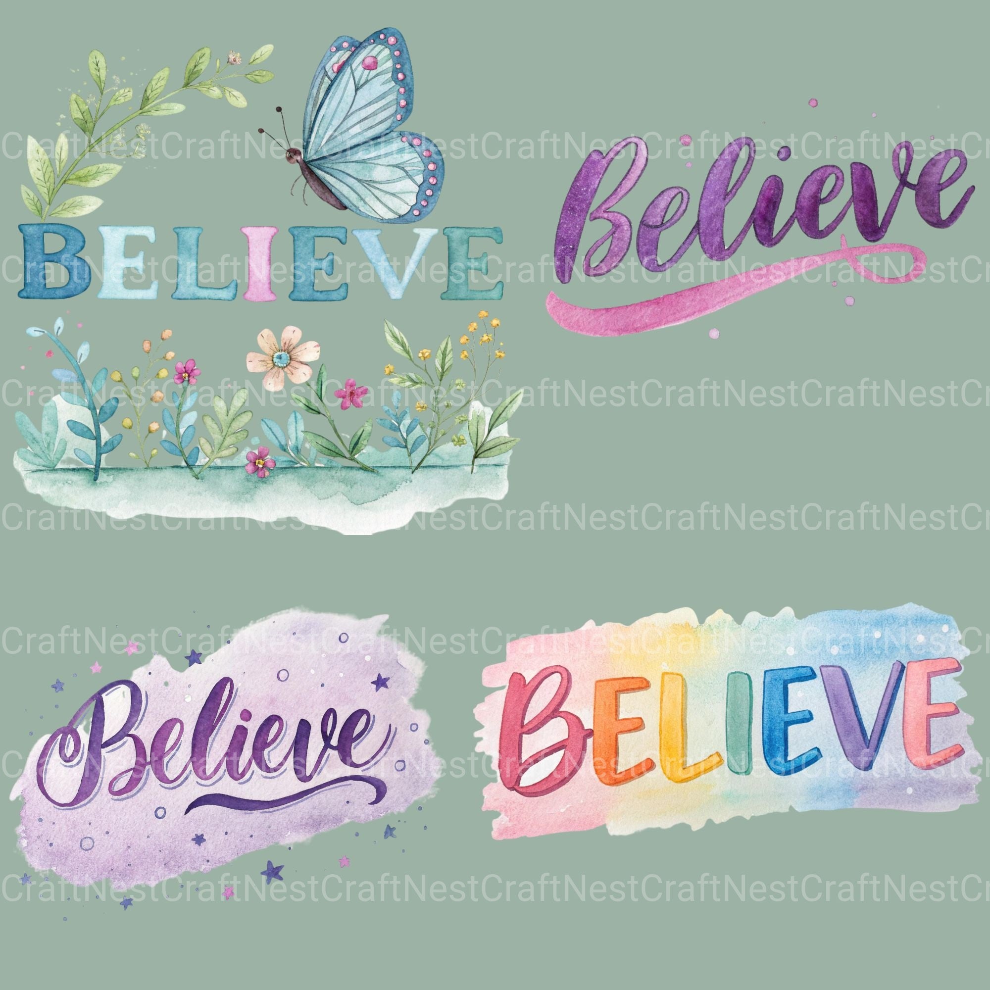 Believe Word Clipart Bundle