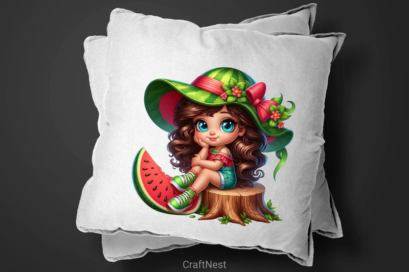 Watermelon Girl Clipart Bundle - CraftNest - Digital Crafting and Art