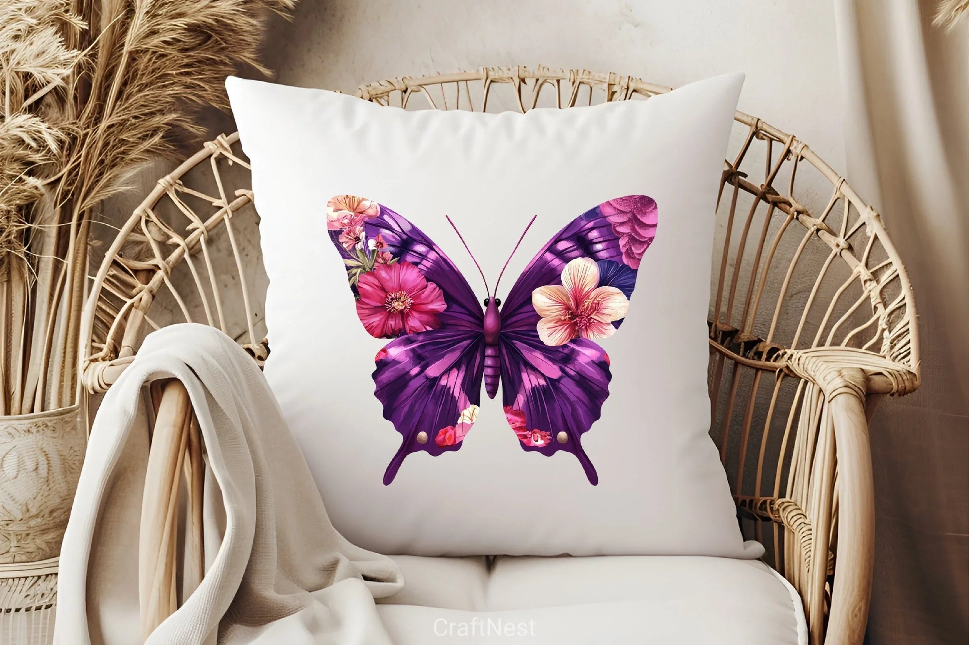 Purple Flower Butterfly Clipart Bundle - CraftNest - Digital Crafting and Art