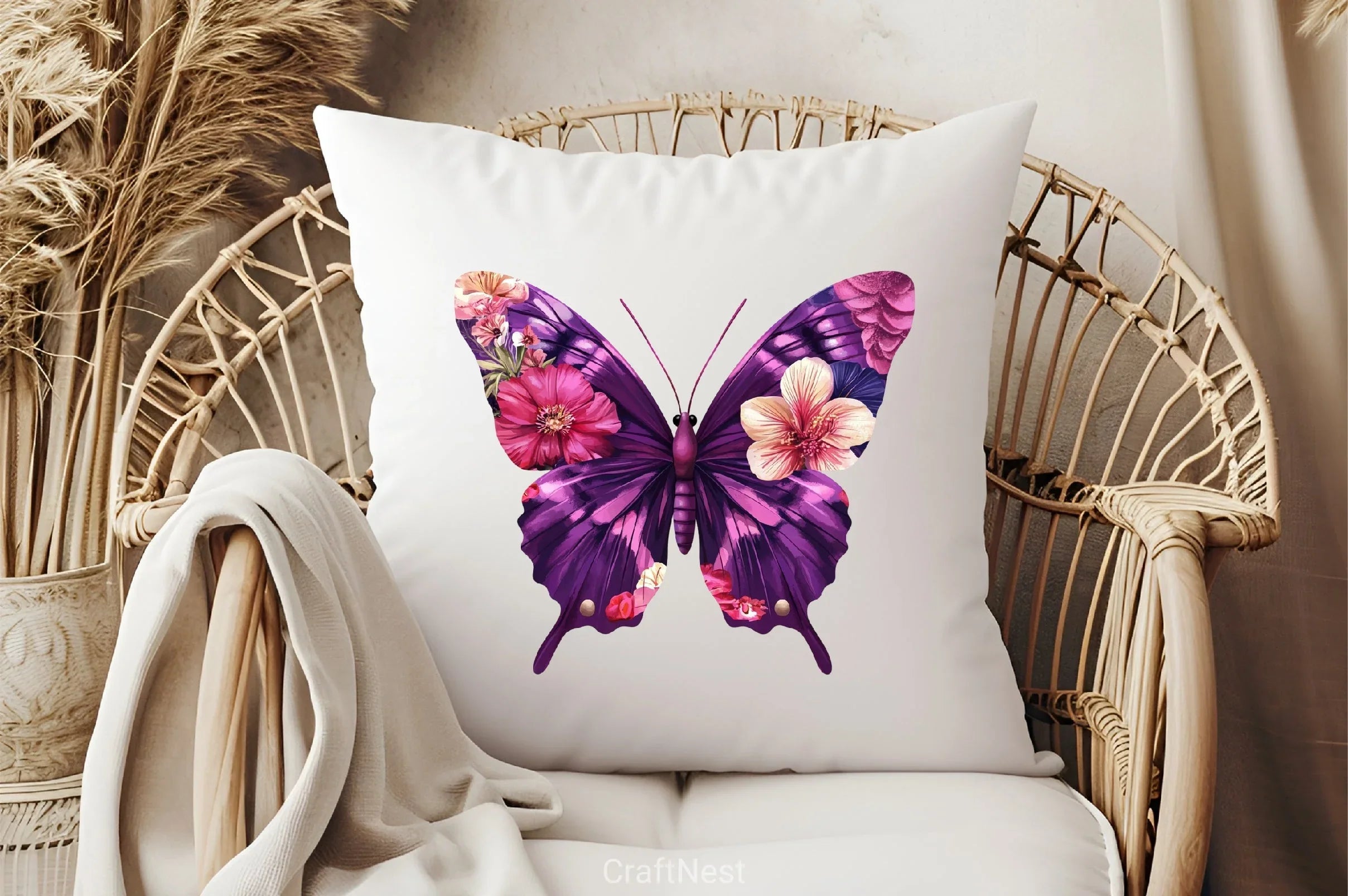 Purple Flower Butterfly Clipart Bundle - CraftNest - Digital Crafting and Art