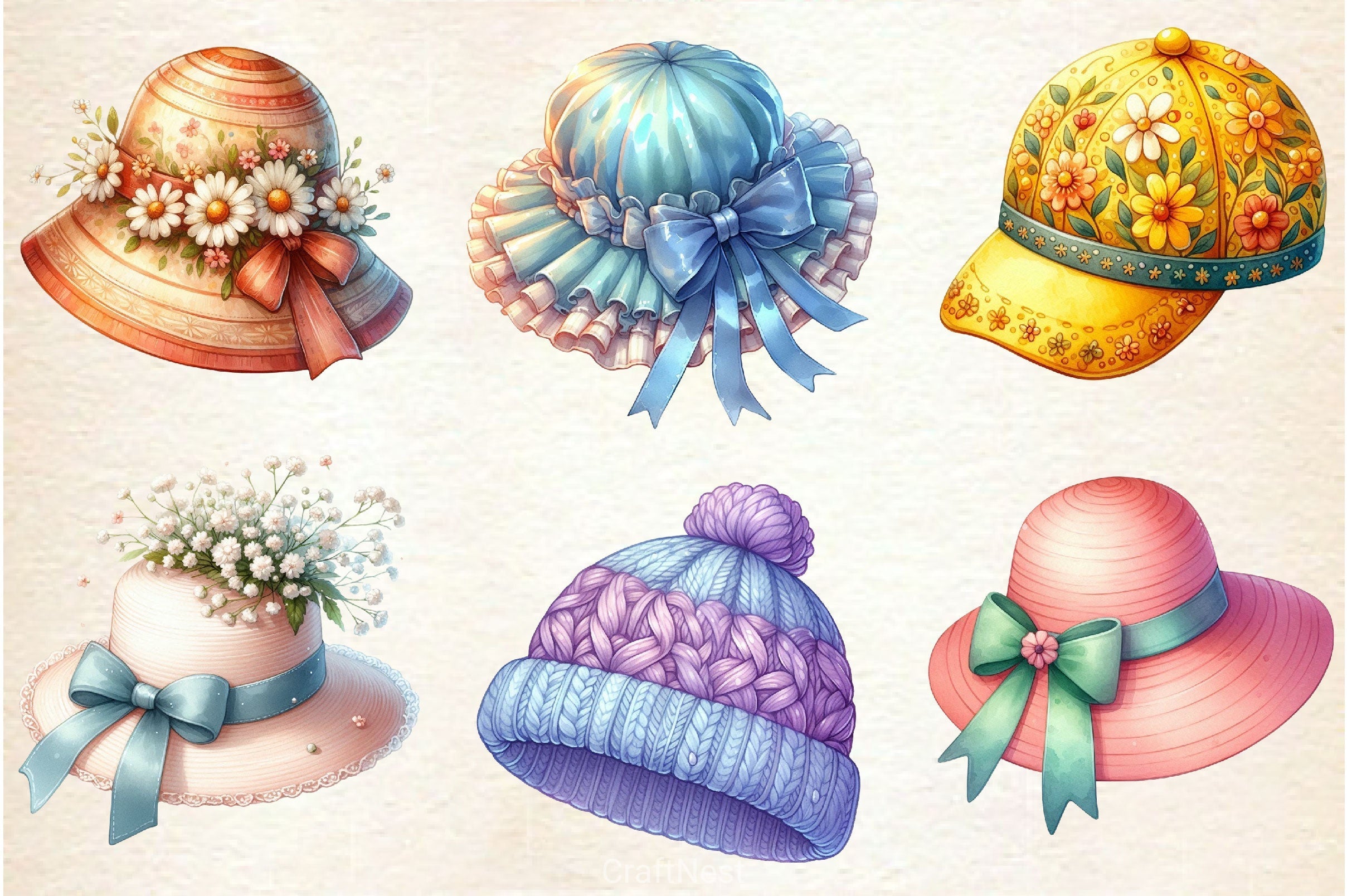 Spring Hats Clipart Bundle 2