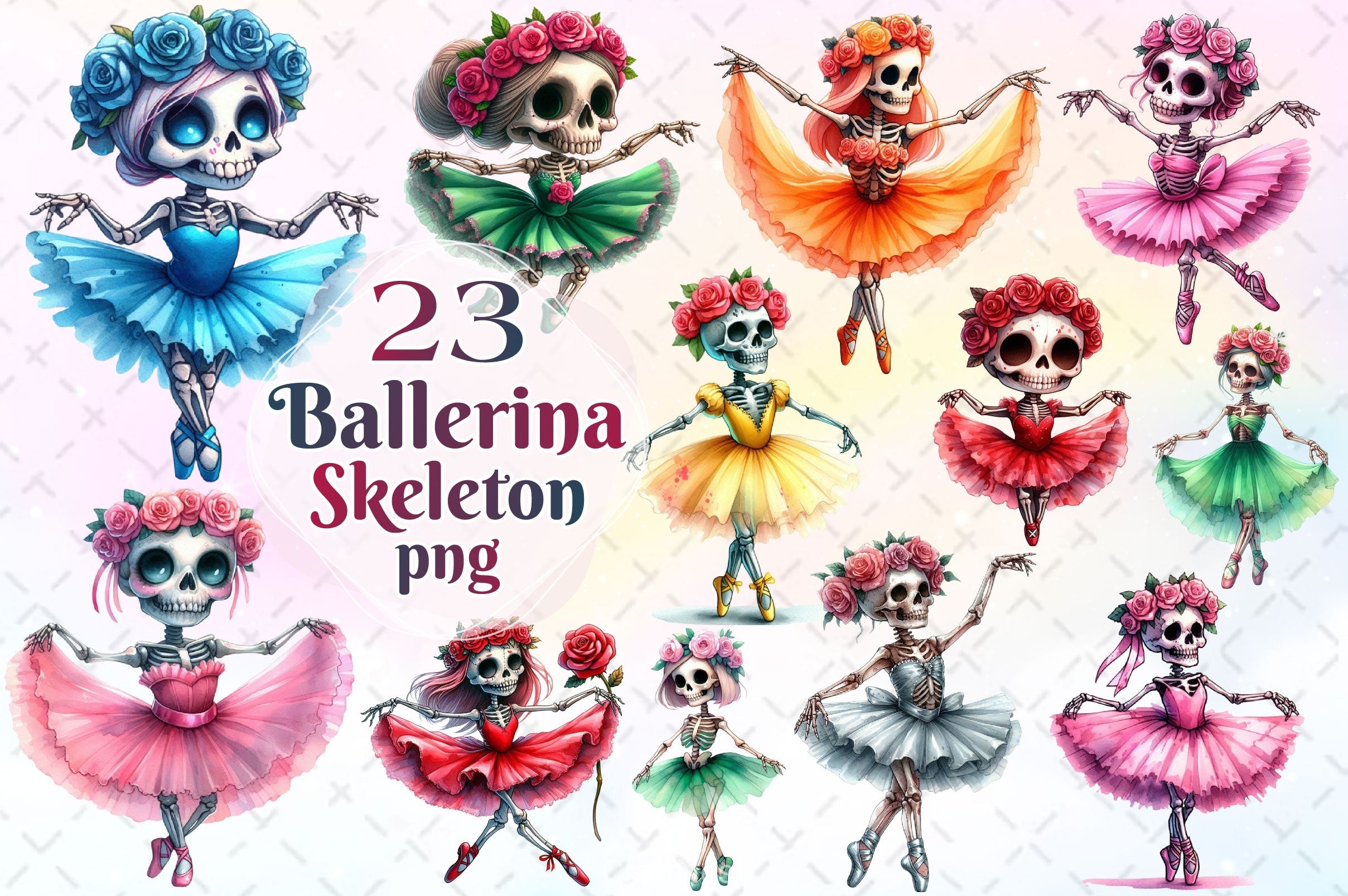 Ballerina Skeleton Clipart Bundle