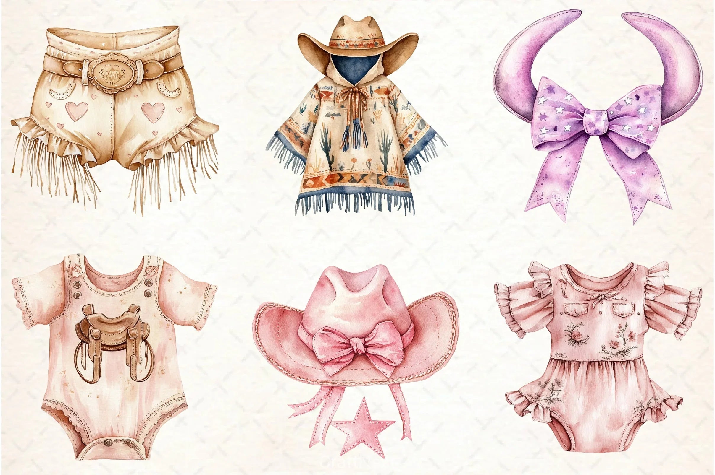 Cowgirl Baby Clothes Clipart Bundle - CraftNest - Digital Crafting and Art