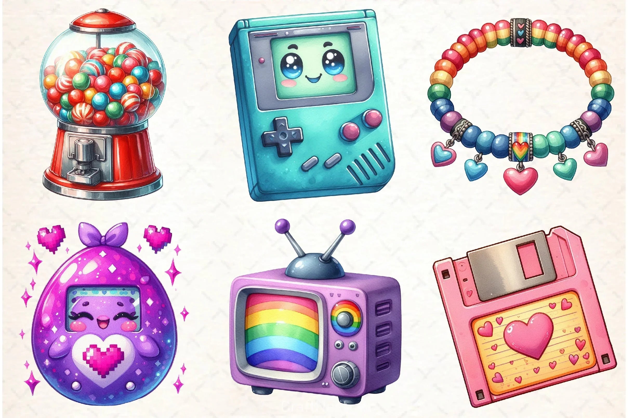 Nostalgic 90s Retro Clipart Bundle - CraftNest - Digital Crafting and Art