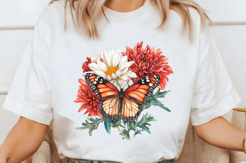 Burgundy Autumn Leaves & Flowers Clipart Bundle - CraftNest - Digital Crafting and Art