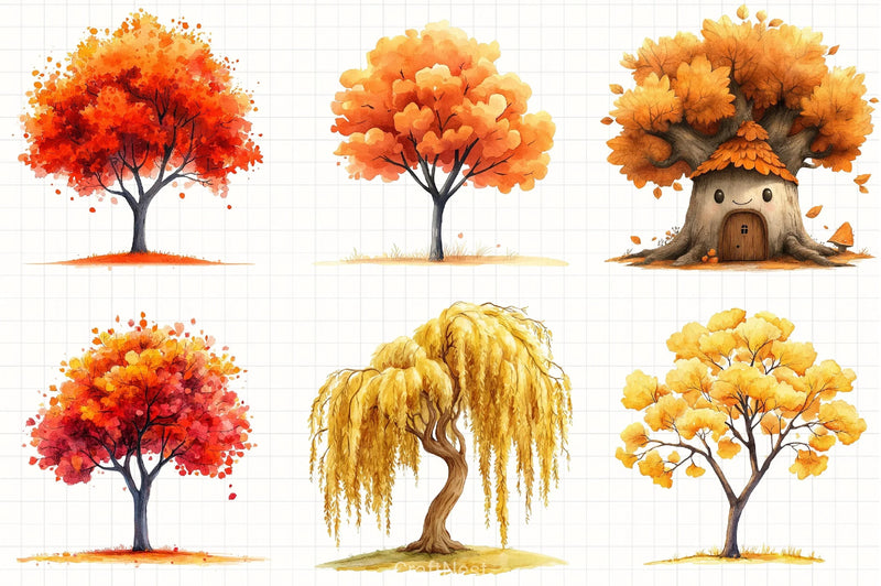 Autumn Trees Clipart Bundle - CraftNest - Digital Crafting and Art
