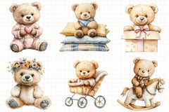 Beige Teddy Bear Nursery Clipart Bundle 2 - CraftNest - Digital Crafting and Art