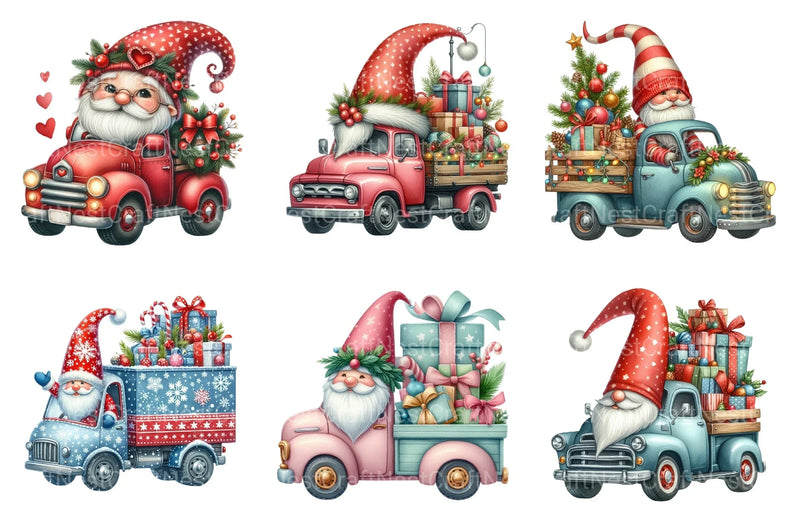 Christmas Truck & Gnomes Winter Clipart Bundle - CraftNest - Digital Crafting and Art