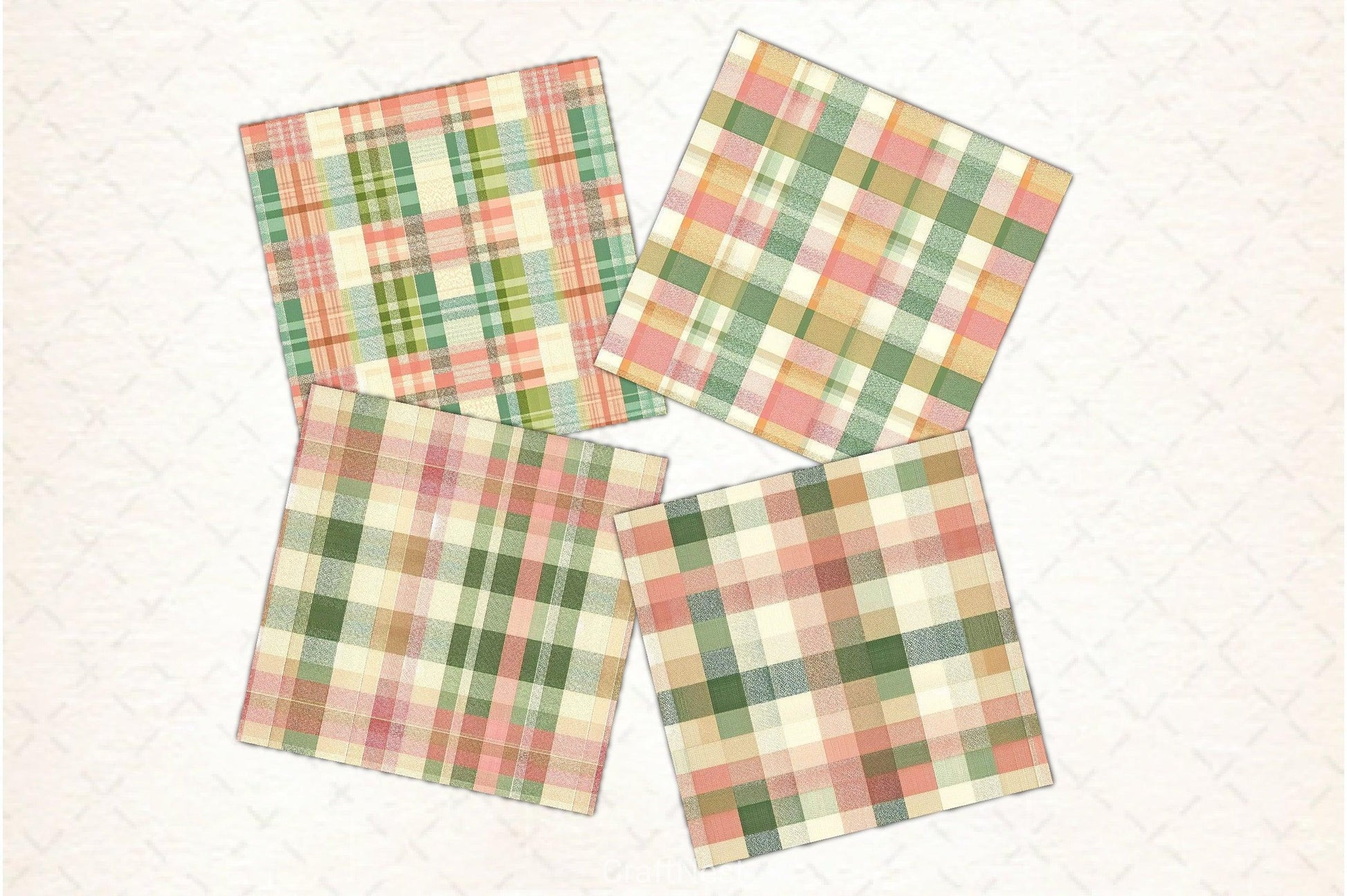 Green Pink Checkered Pattern Digital Paper - CraftNest - Digital Crafting and Art