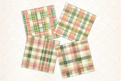 Green Pink Checkered Pattern Digital Paper - CraftNest - Digital Crafting and Art