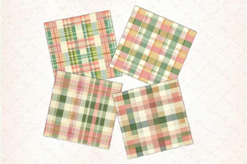Green Pink Checkered Pattern Digital Paper - CraftNest - Digital Crafting and Art