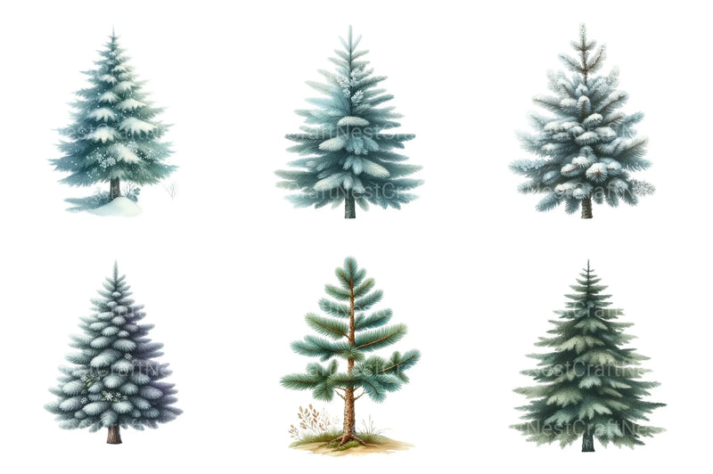 Christmas Pine Trees Clipart Bundle - CraftNest - Digital Crafting and Art