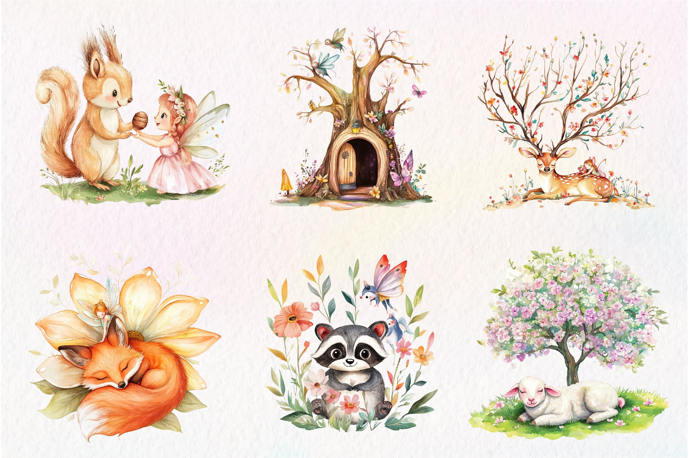 Garden Fairies Floral Animals Clipart Bundle